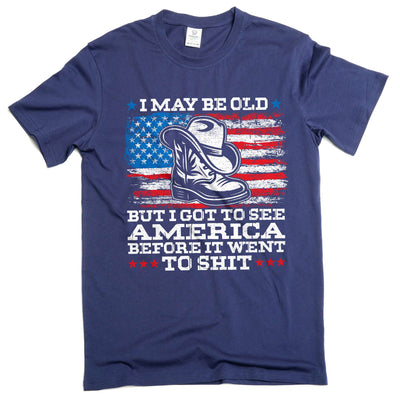 Men's USA Patriotic T-shirt I Got To See America Tee US Gifts For Him Dad Grandpa Husband Gifts