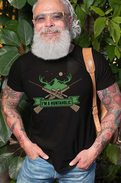 Men's Funny huntaholic T-shirt Hunting Deer funny T-shirt gift for him hunter shirt