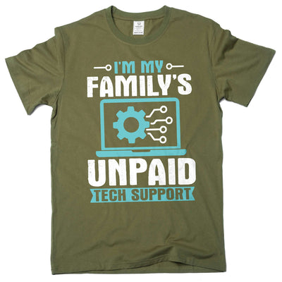 Men's Funny unpaid family tech support T-shirt Christmas Gift for son Tshirt