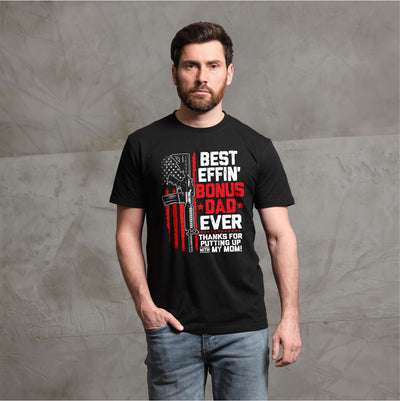 Best Bonus Dad Shirt Father's Day Gift 2nd Amendment Pro Gun Tee Step Dad Shirt