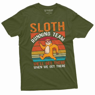 Sloth Running Team Funny Tee Shirt Running Runner Marathon Tee Mens Womens Unisex Jogging Running Shirt