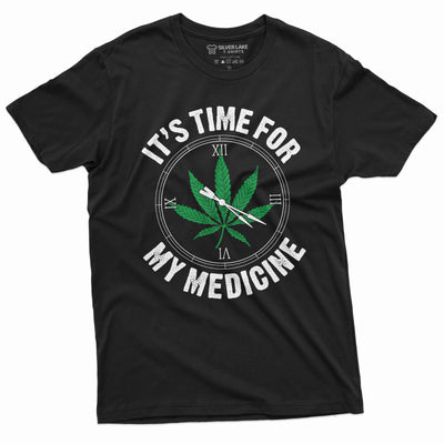 Men's Marijuana Weed Funny T-shirt Time for Medicine 4:20 Clock Cannabis Tee Shirt For Him