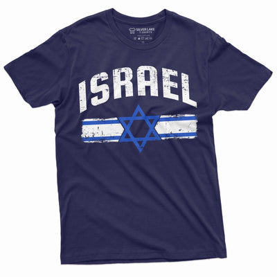 Men's Israel T-shirt Israeli Flag Coat of Arms Tee Shirt ישראל Star of David Patriotic Heritage Tee Shirt