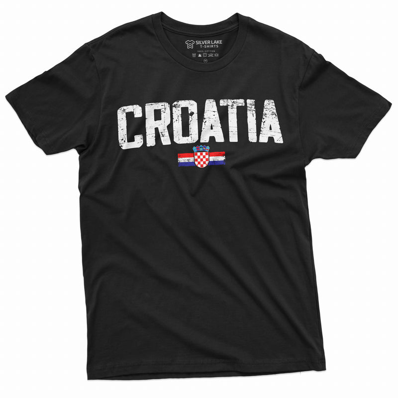 Croatia T-shirt Hrvatska Mens Womens tee Shirt Croatian Flag National symbolism coat of arms Soccer Football T-shirt patriotic Tee