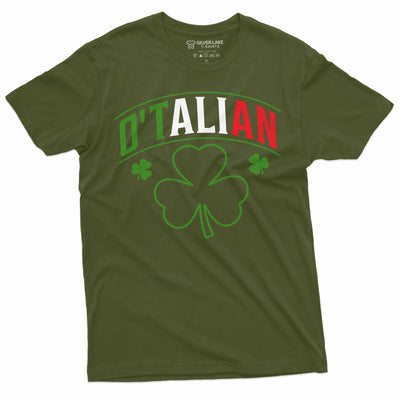Men's Funny O'Talian Irish T-shirt Funny St. Patrick's day Italian Tee shirt Shamrock Flag Tee