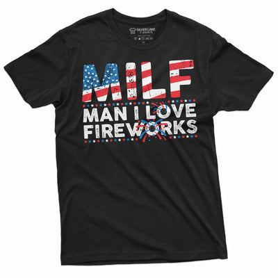 Men's funny fireworks T-shirt 4th of July Patriotic US Birthday teeshirt MILF fireworks shirt