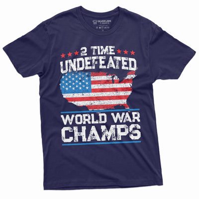 Patriotic USA Mens T-shirt 4th of July USA Tee World War Champs Mens Tee Shirt independence day cool Party Tee