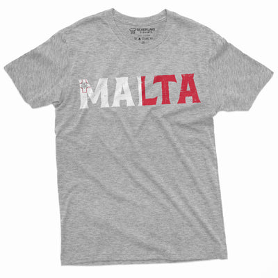 Men's Malta T-shirt Republic of Malta Flag Coat of Arms National Country Nation Tee Shirt