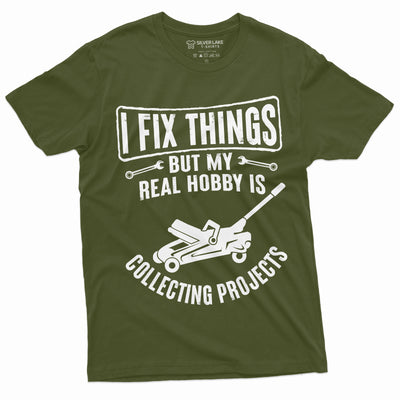 Men's Mechanic Funny Tee Shirt I fix Things Collecting Objects Humor Tee For Him Garage Job Occupational Mechanics Tee