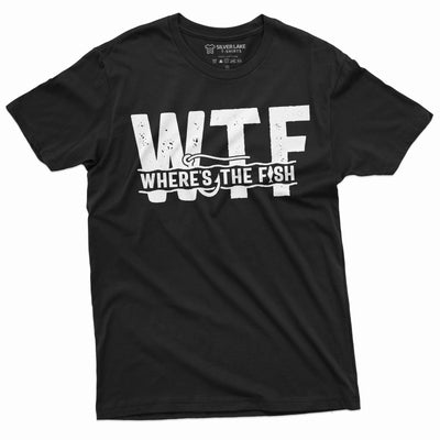 Men's WTF Where is the Fish Funny T-shirt Fisherman Gifts Fishing Shirt for him
