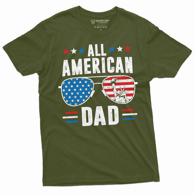 Men's Father's Day 4th of July All American dad T-shirt Patriotic USA American father Daddy Gift Tee