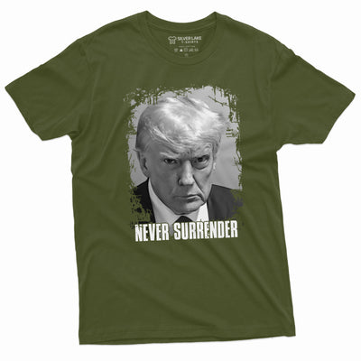 Men's Never Surrender Real Mugshot T-shirt Trump Tee Shirt DJT arrest shirt Georgia arrest photo tee