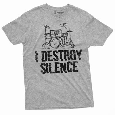 Drummer T-shirt I destroy Silence Drum Drumming Music Tee Musical band t shirt