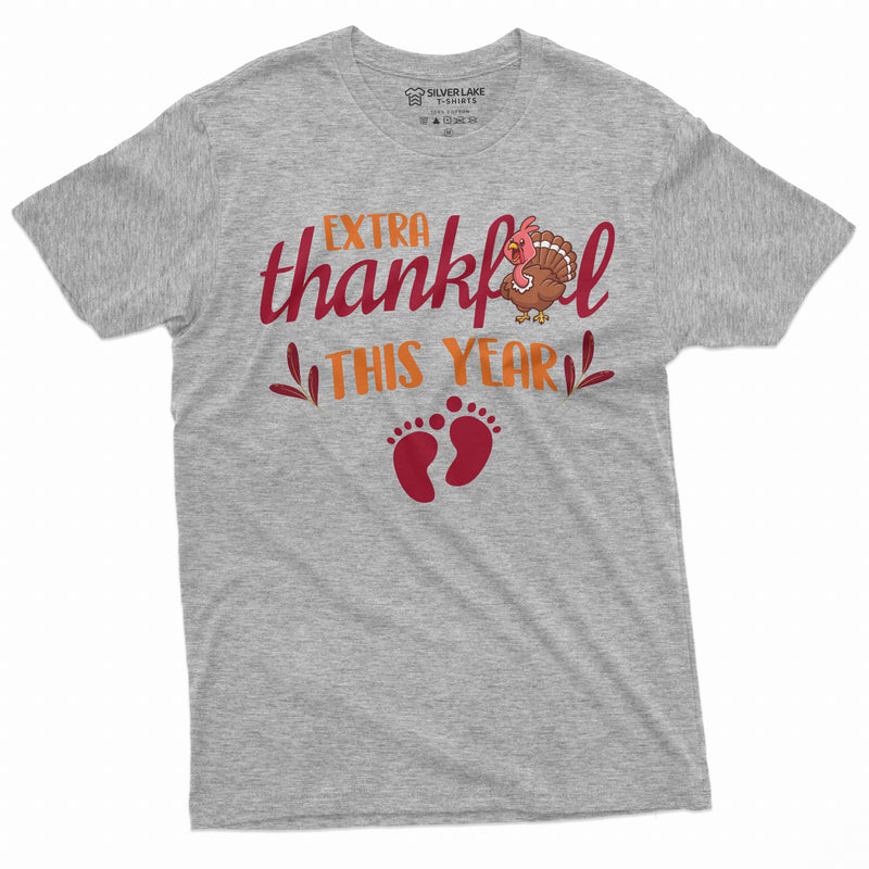 Thanksgiving Pregnancy Announcement Womens Unisex T-shirt turkey Dinner new baby Tee shirt