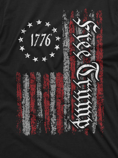 Men's Free Trump USA flag 1776 T-shirt Patriotic DJT 2024 Trump arrest inditement Tee Shirt Donald Trump support Tee shirt