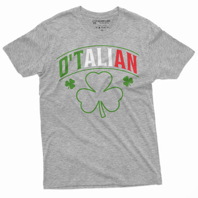 Men's Funny O'Talian Irish T-shirt Funny St. Patrick's day Italian Tee shirt Shamrock Flag Tee