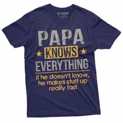 Men's Papa knows everything T-shirt Father's day Christmas Papa Pops Dad Father Grandpa Tee