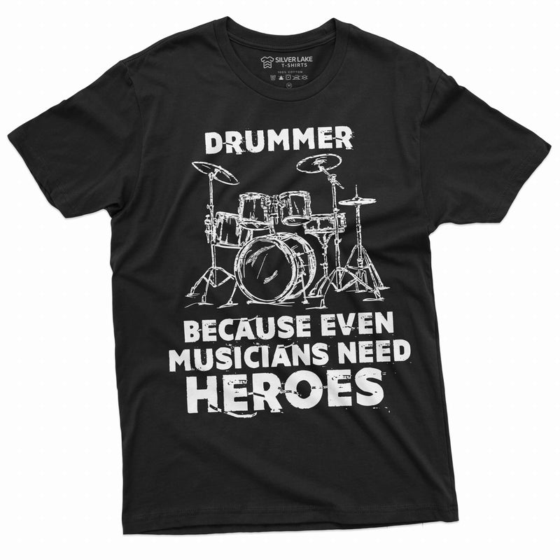 Drummer T-shirt funny gift drumming music musician band tee shirt Gift for him Men&