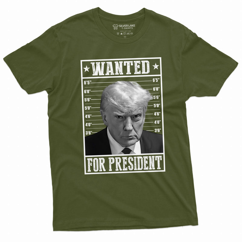 Trump T-shirt Wanted for President rea Mugshot DJT Tee shirt Republican party politics election tee