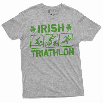 Funny Saint Patrick's day Irish Triathlon T-shirt Party Pub Humorous St Patricks day Gift Tee