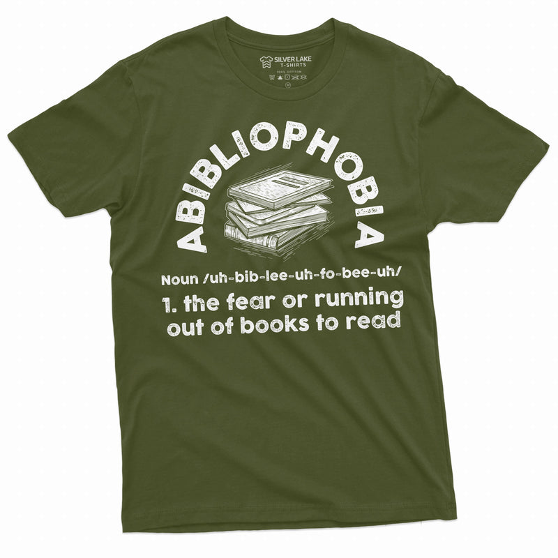 Book Lover shirt Abibliophobia fear of running out of books to read shirt Books Library T-shirt