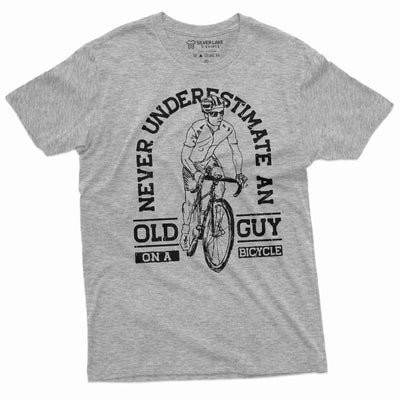 Men's Bicycle Bike T-shirt Old guy on bicycle Papa Dad Grandpa biking Tee Shirt Christmas Tee