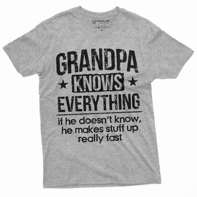Men's Grandpa Knows Everything Funny Tee Shirt Father's day Birthday Gift For Papa Grandfather Humor Tee Shirt
