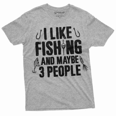 Men's I like fishing and maybe 3 people T-shirt grandpa dad fishing tee shirt funny fisherman tee