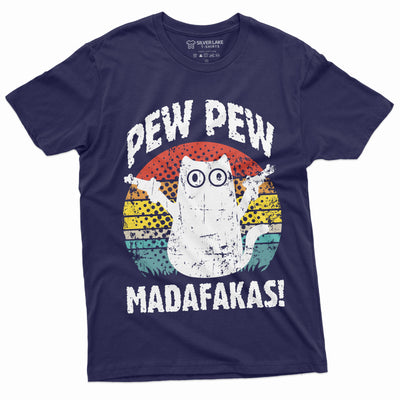 Funny Cat Pew Pew MADAFAKAS T-shirt Cute Gangsta Cat Pet Halloween Tee Shirt Gifts for Him