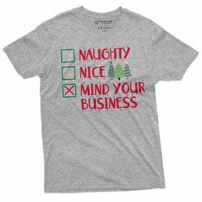Men's Funny Christmas T-shirt mind your business Santa Xmas funny Tee shirt for him