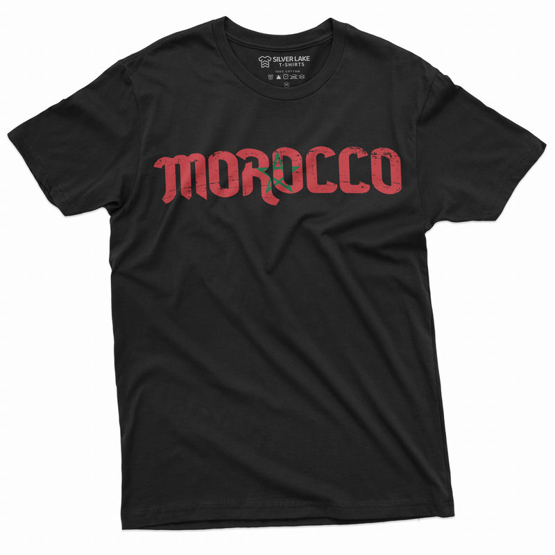 Morocco T-shirt Kingdom of Morocco Flag Tee Mens Shirt Patriotic National Tee ⵜⴰⴳⵍⴷⵉⵜ ⵏ ⵍⵎⵖⵔⵉⴱ Football Soccer Tee Shirt المملكة المغربية