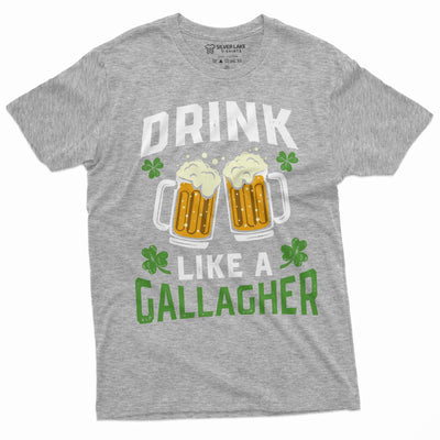 Men's Funny St Patricks day popular culture Drink Like A Gallagher T-shirt Pub party Drinking Tee