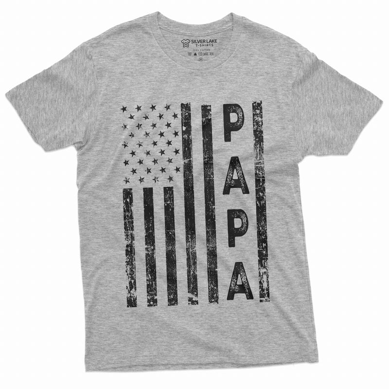 USA Flag Papa Tee Shirt Men&