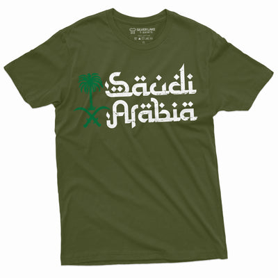 Saudi Arabia T-shirt Mens Saudi Flag Coat of Arms Patriotic Tee Shirt Gift for him Football soccer Tee Kingdom of Saudi Arabia Tee
