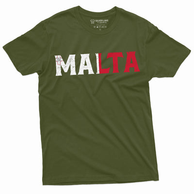 Men's Malta T-shirt Republic of Malta Flag Coat of Arms National Country Nation Tee Shirt