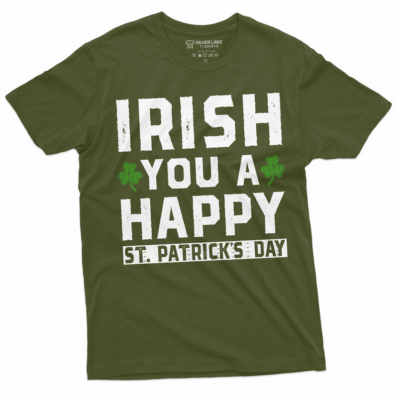 Happy Saint Patricks day shirt Irish Holiday Mens Womens Clover shamrock Ireland Holiday shirt