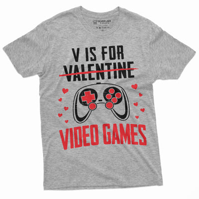 Valentine's day Funny Gamer T-shirt V for Video Games Gaming Boyfriend Valentine Gifts