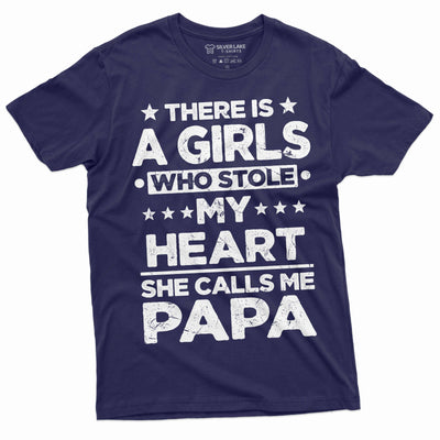 Men's Papa Daughter shirt Girl stole my heart she call me Papa Dad father Fathers day Gift Tee shirt