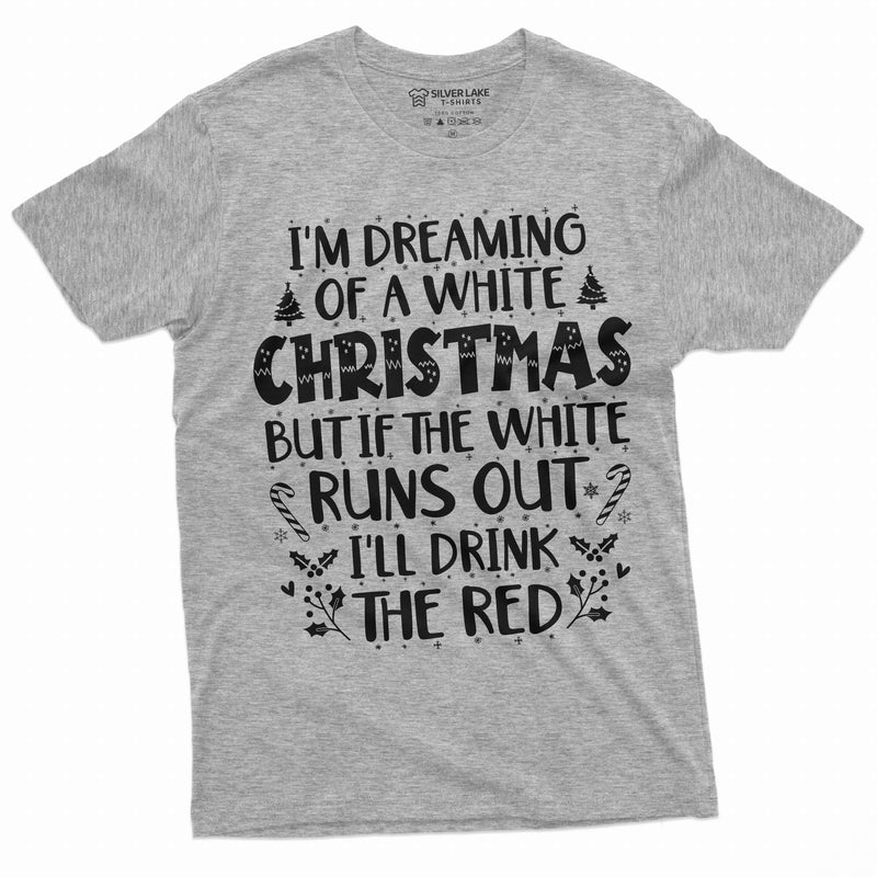 Funny Christmas Party drinking white red wine tee shirt White Christmas Men&