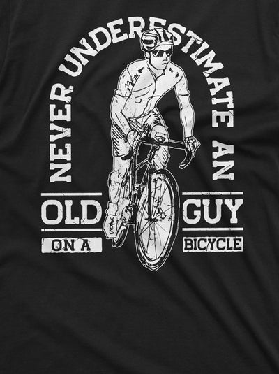 Men's Bicycle Bike T-shirt Old guy on bicycle Papa Dad Grandpa biking Tee Shirt Christmas Tee