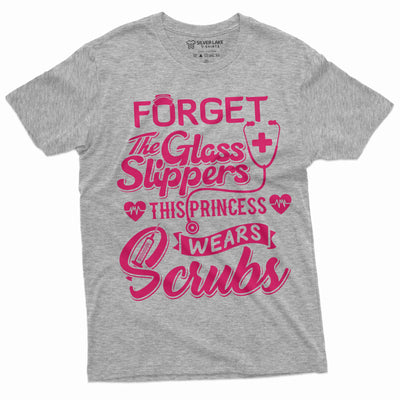 Women's Unisex Nurse T-shirt Nurses day Funny Tee Shirt this princess wears scrubs Mom Wife Gifts
