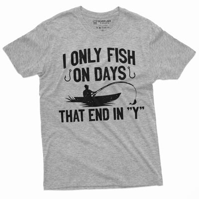 Men's Funny Fishing Shirt I only Fish Humor Tee Fathers day Birthday Gift Mans Guys Fisherman Nature Camping Tee