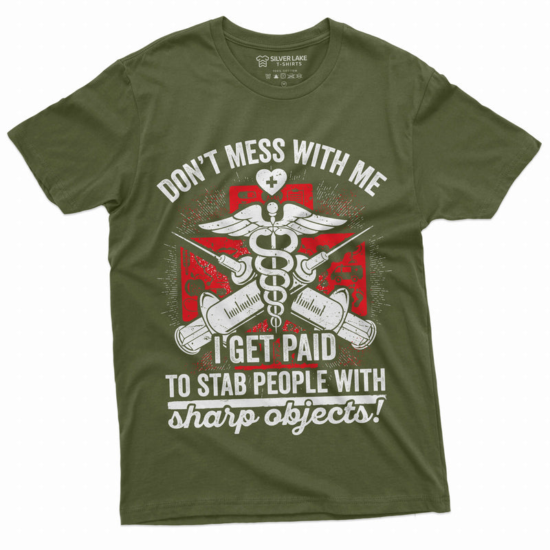 Nurse shirt Funny RN Doctor gift tee shirt stab people with sharp objects Medicine Hospital wife mom