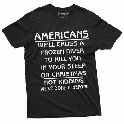 men's fourth of july independence day t-shirt americans crossing frozen lake Washington tee shirt