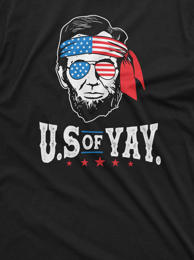 Men's 4th of July Abraham Lincoln T-shirt Patriotic U.S of YAY USA flag cool independence day shirt