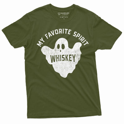 Men's Funny Halloween T-shirt my favorite spirit is Whiskey funny sarcastic tee shirt