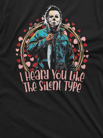 Valentine's day funny gift for girlfriend wife Tee shirt horror movie classic shirt silent type tee