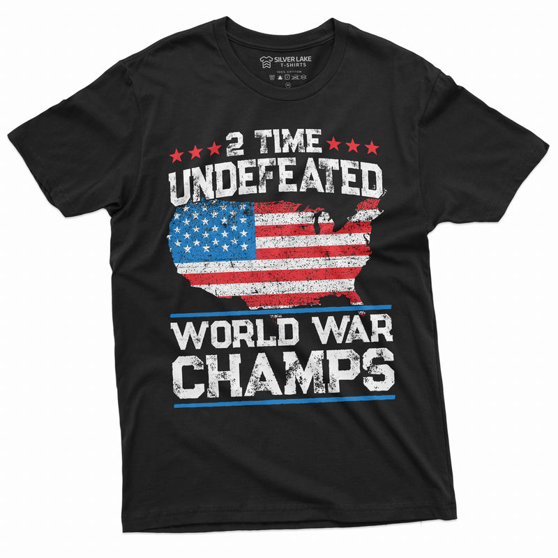 Patriotic USA Mens T-shirt 4th of July USA Tee World War Champs Mens Tee Shirt independence day cool Party Tee