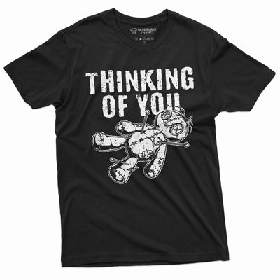 Funny Thinking of our Missing T-shirt Halloween Creepy Voodoo Doll Horror Tee Shirt Funny Tee Mens Shirt