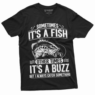 Men's Fishing Humor Tee | Fish Buzz Graphic T-shirt | Fishing Dad Tee | Fishing Hobby Guys Tee | Camo Fisherman shirt